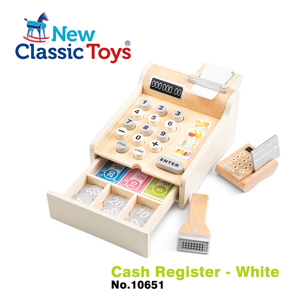 【荷蘭New Classic Toys】木製收銀機玩具 - 珍珠白 - 10651