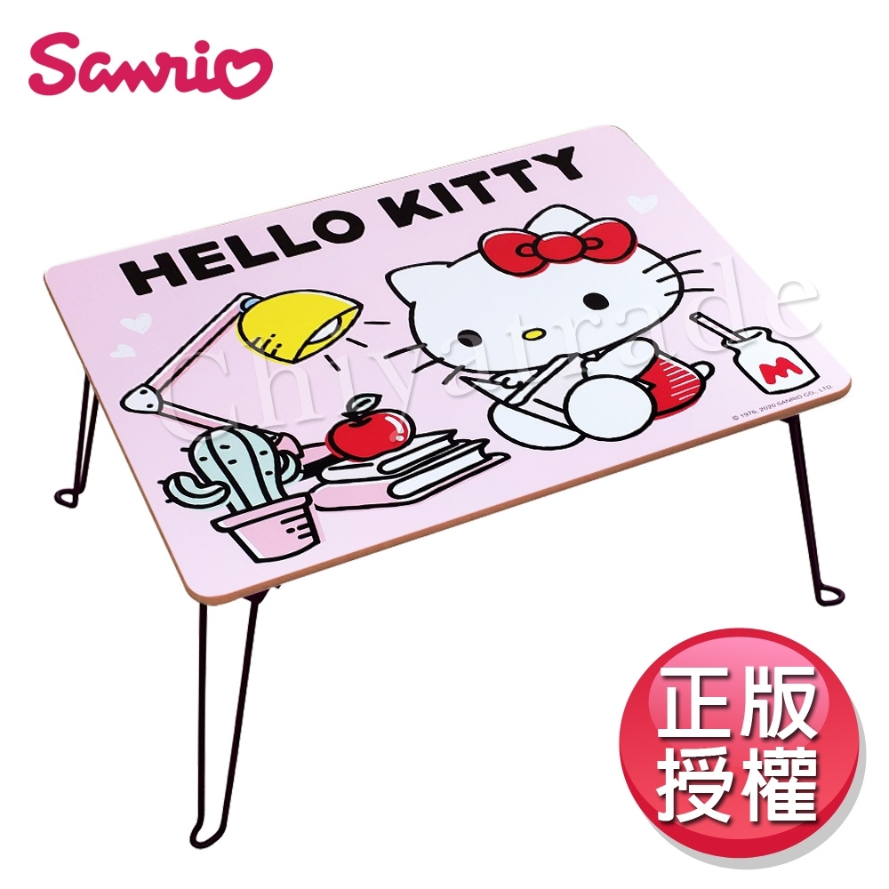 【百科良品】Hello Kitty凱蒂貓 台灣製 粉色 認真上進 摺疊桌 四方桌 和室桌 兒童桌60x48x30cm