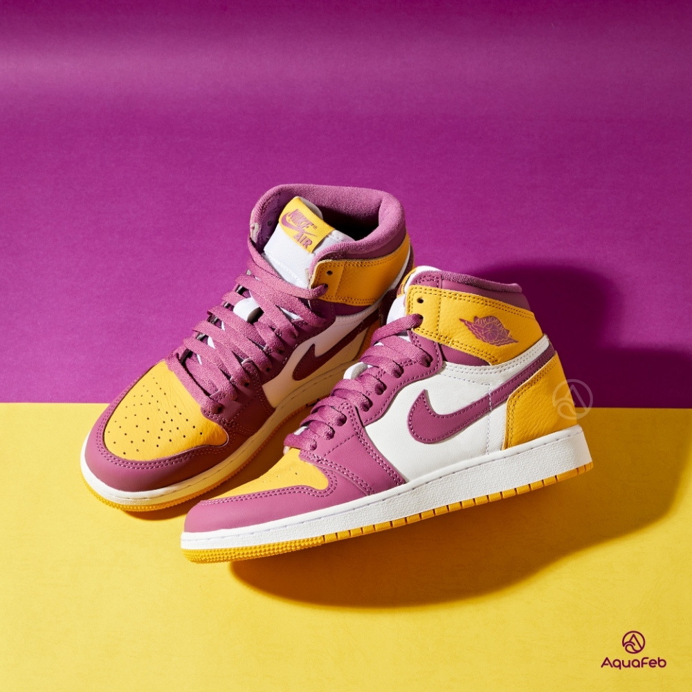 Nike Air Jordan 1 Retro High OG 女鞋 童鞋 白色 紫色 黃色 高筒 運動 休閒鞋 575441-706