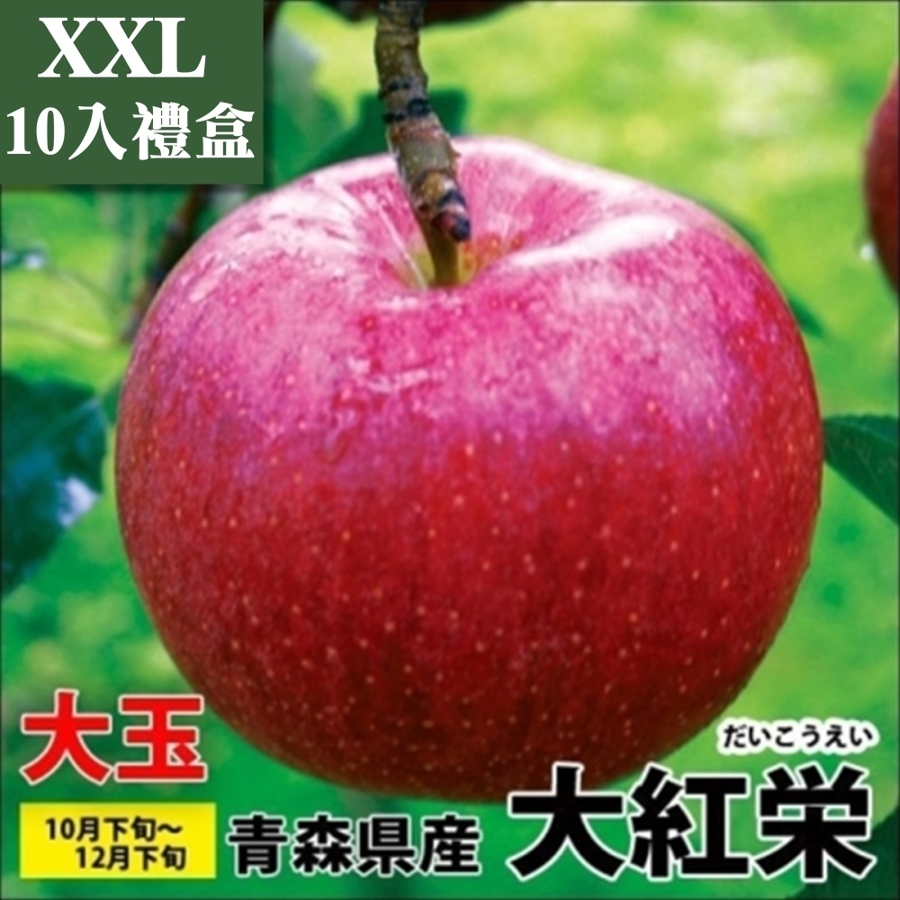 【天天果園】日本青森大紅榮蘋果XXL 10入禮盒(每顆約320g)