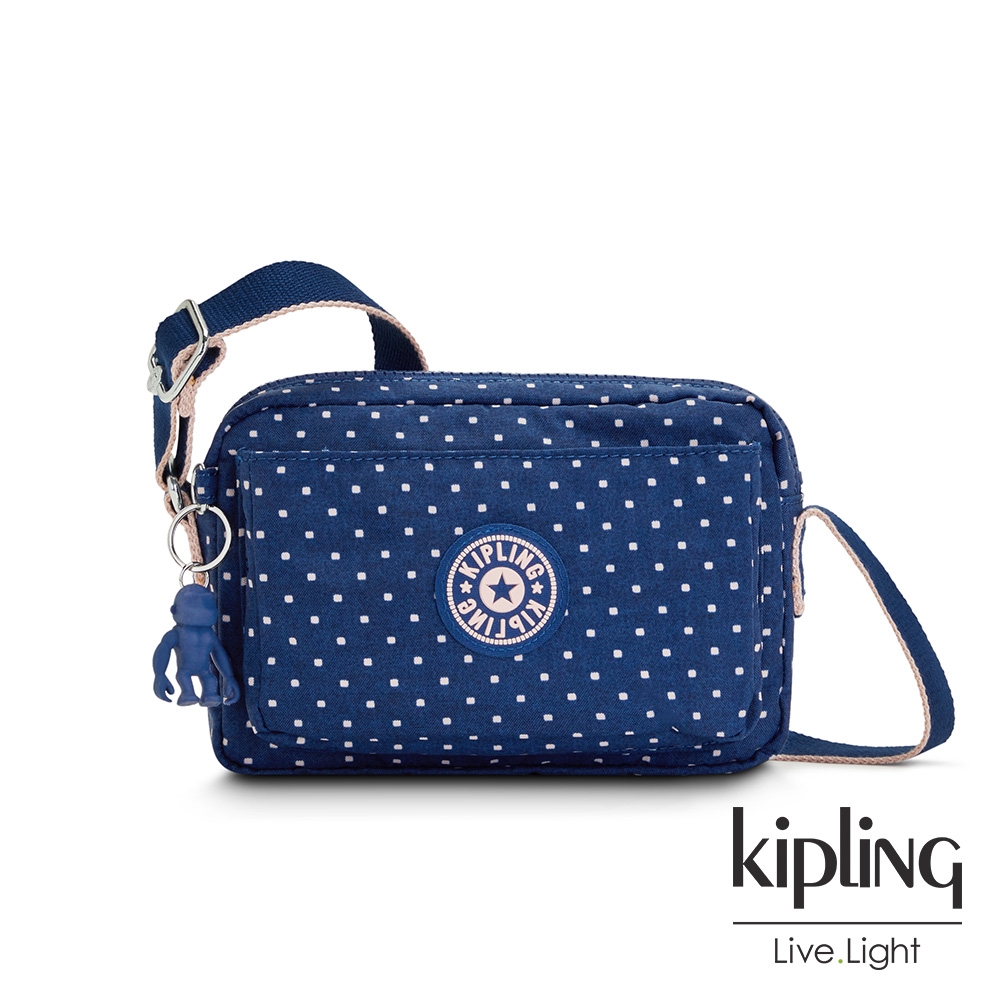 Kipling 帥氣海洋深藍點點前後加寬收納側背包-ABANU