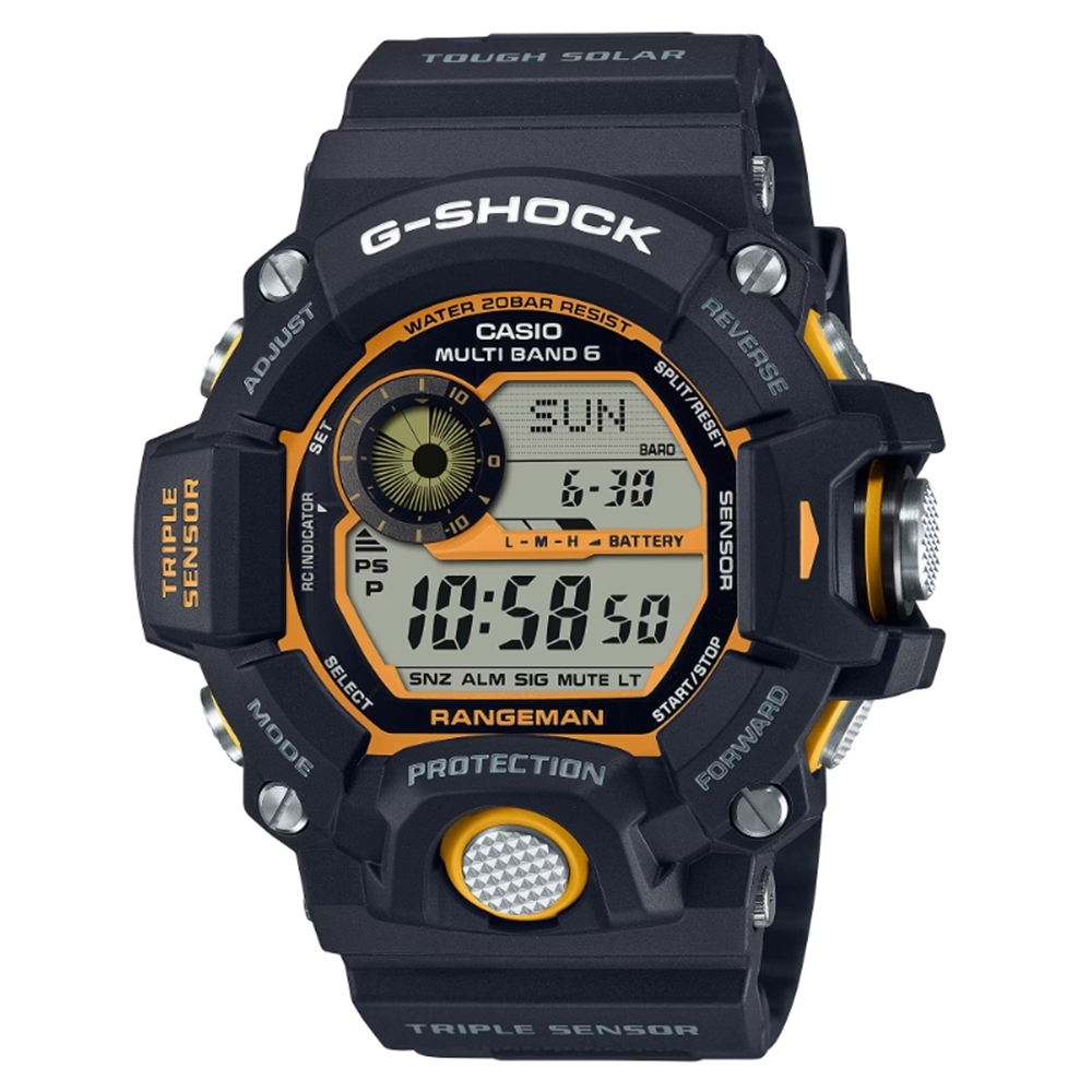 CASIO 卡西歐 G-SHOCK 電波 太陽能 三重感應器 亮眼黑黃 GW-9400Y-1_53.5mm