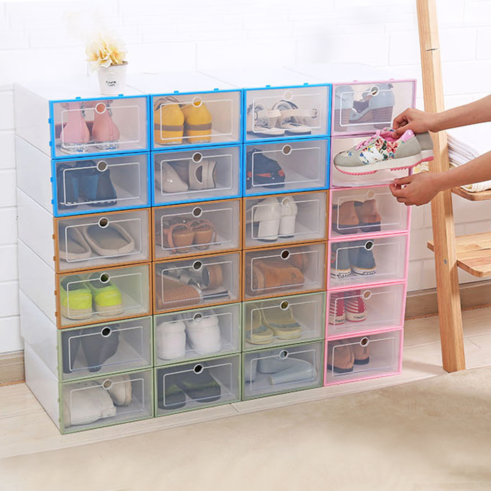 【Incare】日式加厚加寬掀蓋型透明收納鞋盒(4色可選/16入組)