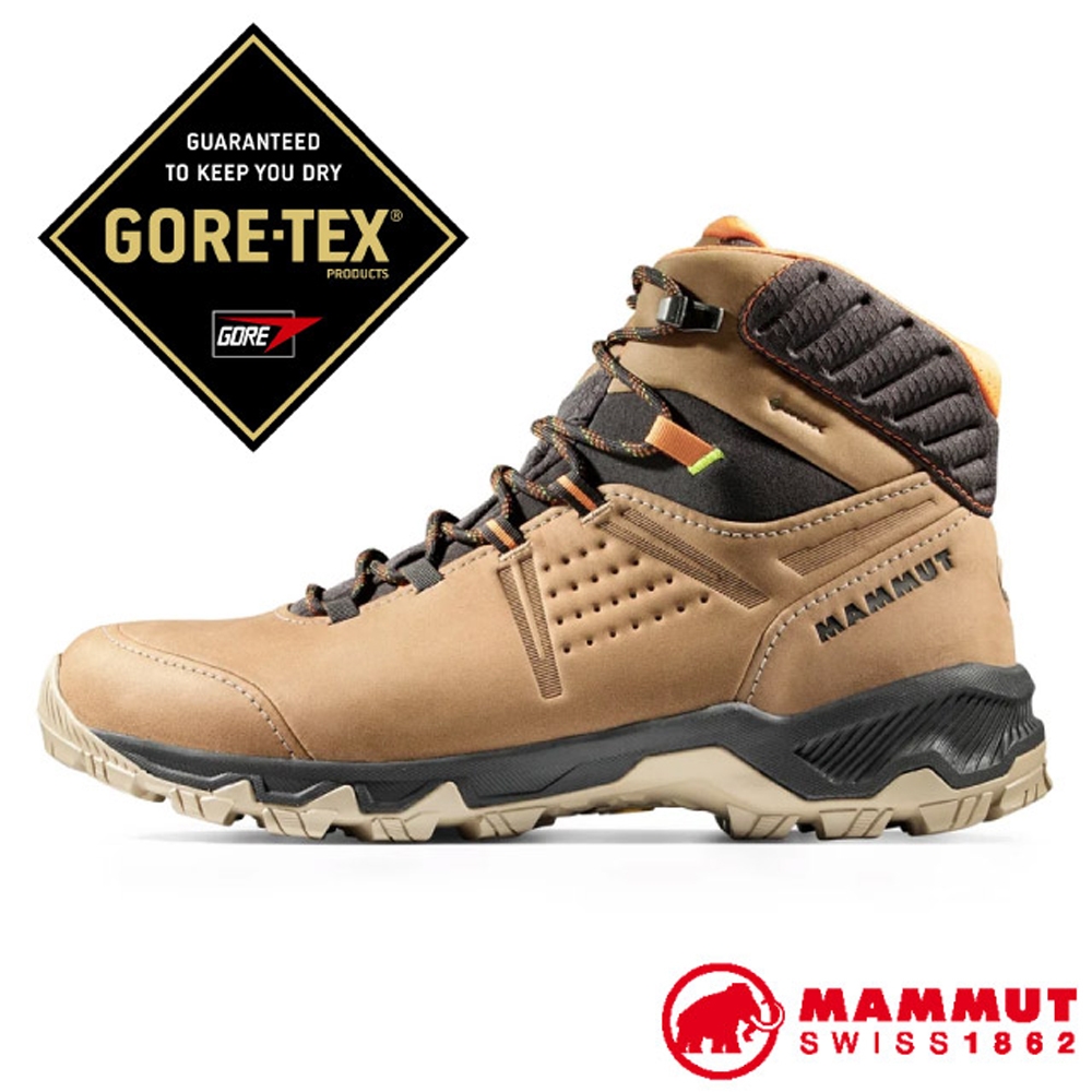 MAMMUT 男Mercury IV Mid GTX 防水中筒登山皮靴.登山健行鞋_深沙褐/黑