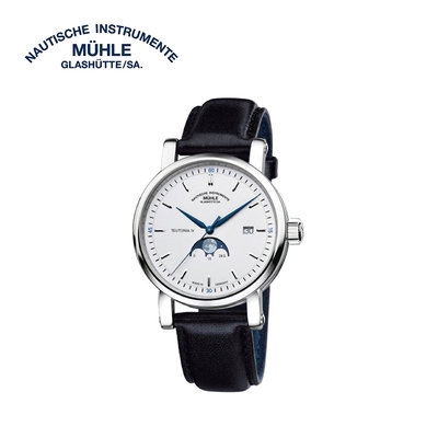 MUHLE GLASHUETTE 格拉蘇蒂．莫勒 Teutonia IV月相 M1-44-05-LB 機械男錶