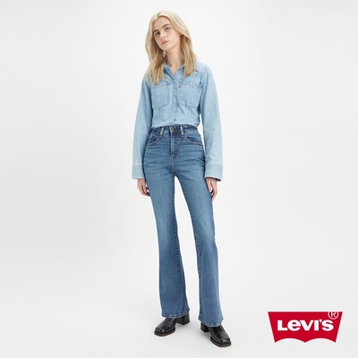 Levis 女款 726高腰修身寬管靴型牛仔長褲 / 精工輕藍染水洗 / 天絲棉 / 彈性布料