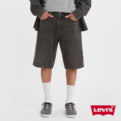 Levis Silver Tab銀標系列 男款 街頭寬直筒牛仔短褲 / 精工黑染水洗