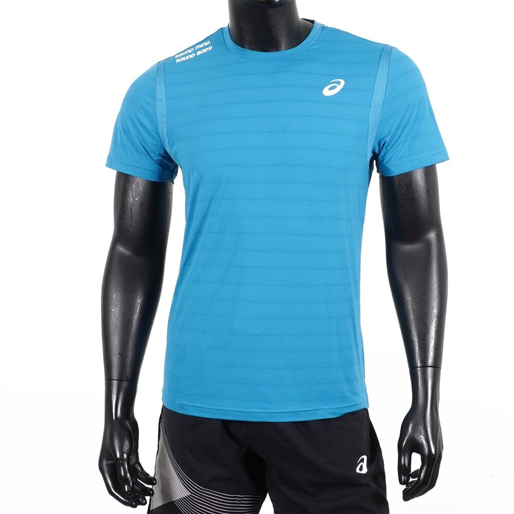 Asics [2033B517-400] 男 短袖 上衣 T恤 涼感 吸濕快乾 運動 健身 訓練 休閒 亞瑟士 水藍