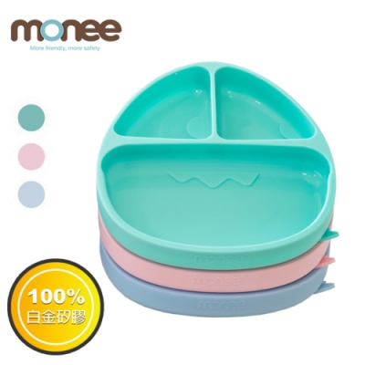 【韓國monee】100%白金矽膠 恐龍造型可吸式餐盤 (3色可選)
