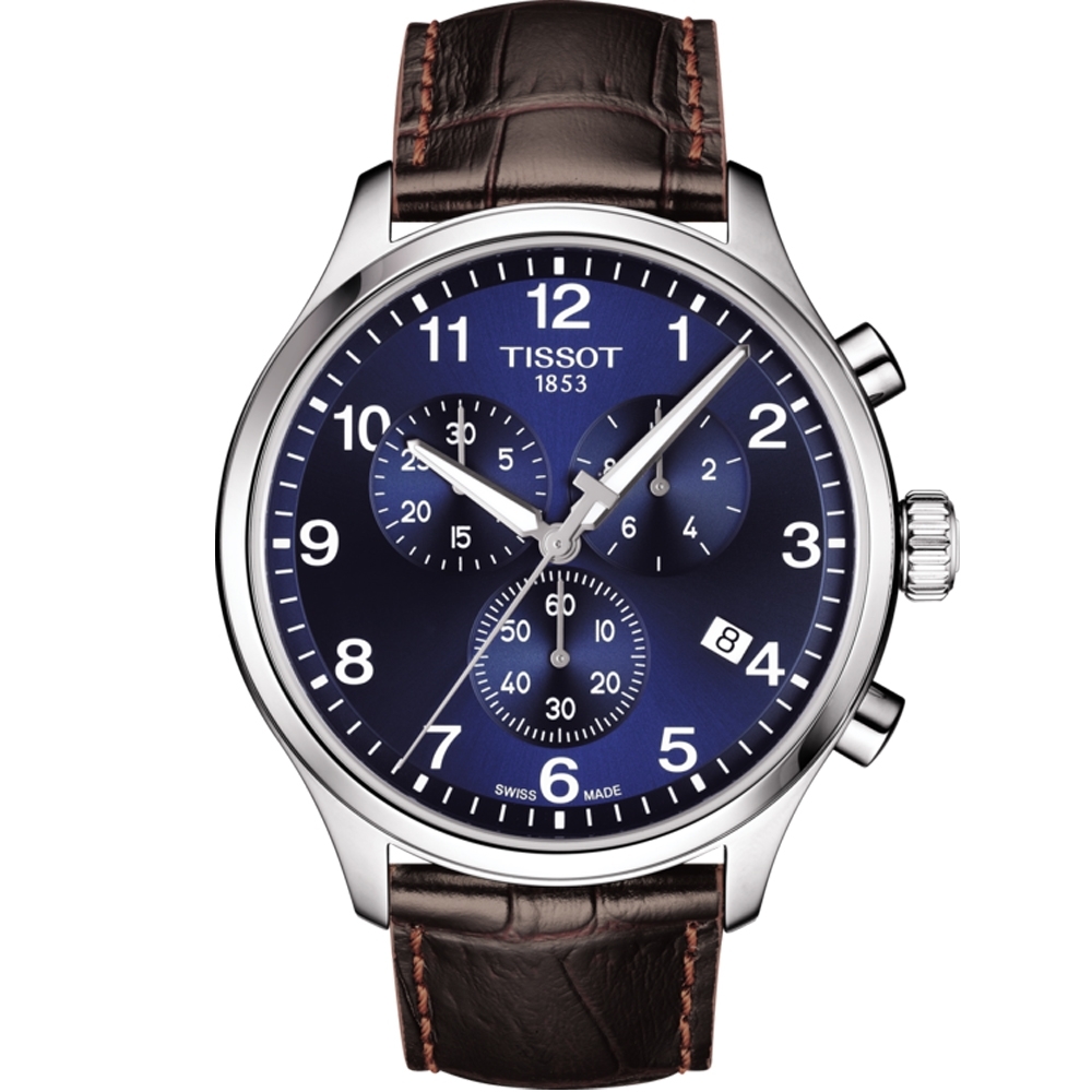 TISSOT 天梭 官方授權Chrono XL韻馳系列經典計時腕錶(T1166171604700)藍x咖啡