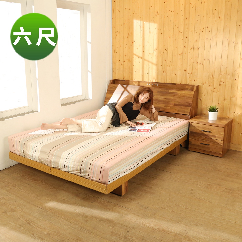 BuyJM拼接木系列雙人加大6尺2件式房間組(床頭箱+日式床底)-免組