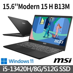 (500G SSD促銷組)msi微星 Modern 15 H B13M-012TW 15.6吋 商務筆電(i5-13420H/8G/512G SSD/Win11)
