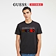 【GUESS】繩絨刺繡LOGO圓領修身短T-黑 product thumbnail 1