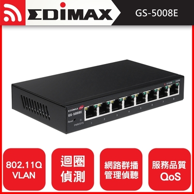 EDIMAX 訊舟 GS-5008E 8埠Gigabit智慧型網路交換器