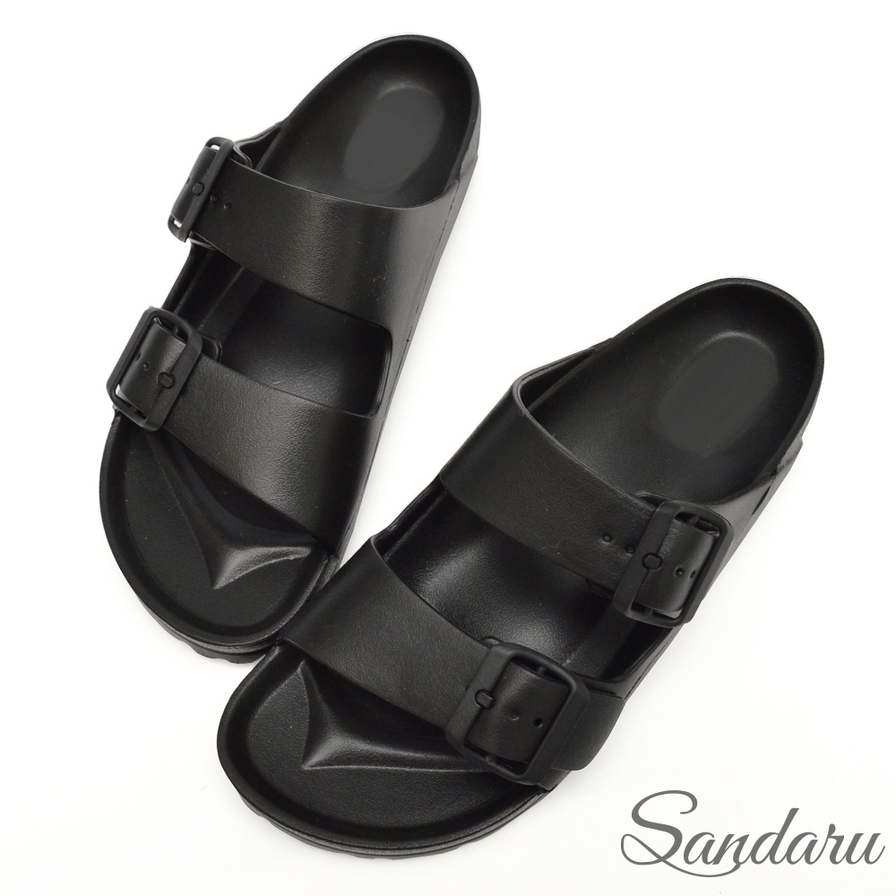 山打努SANDARU-防水鞋 雨鞋 親膚舒適輕量雙扣拖鞋-黑