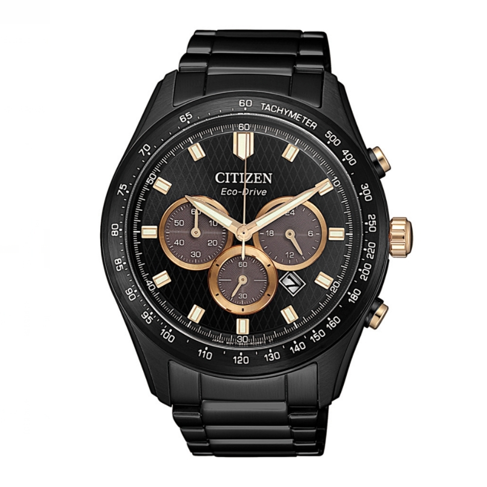 CITIZEN星辰 Chronograph系列 光動能玫瑰金計時腕錶 43mm/CA4458-88E