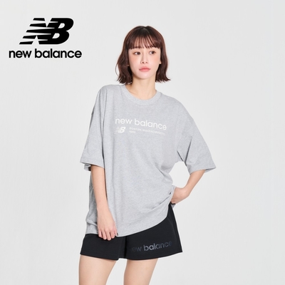 【New Balance】 寬鬆圓領短袖上衣_女性_灰色_WT33534AG