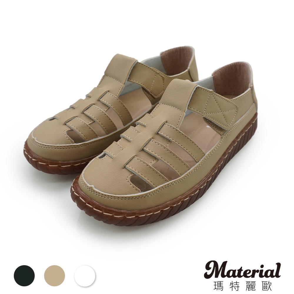 Material瑪特麗歐 MIT 包鞋 簡約鏤空黏帶包鞋 T99101