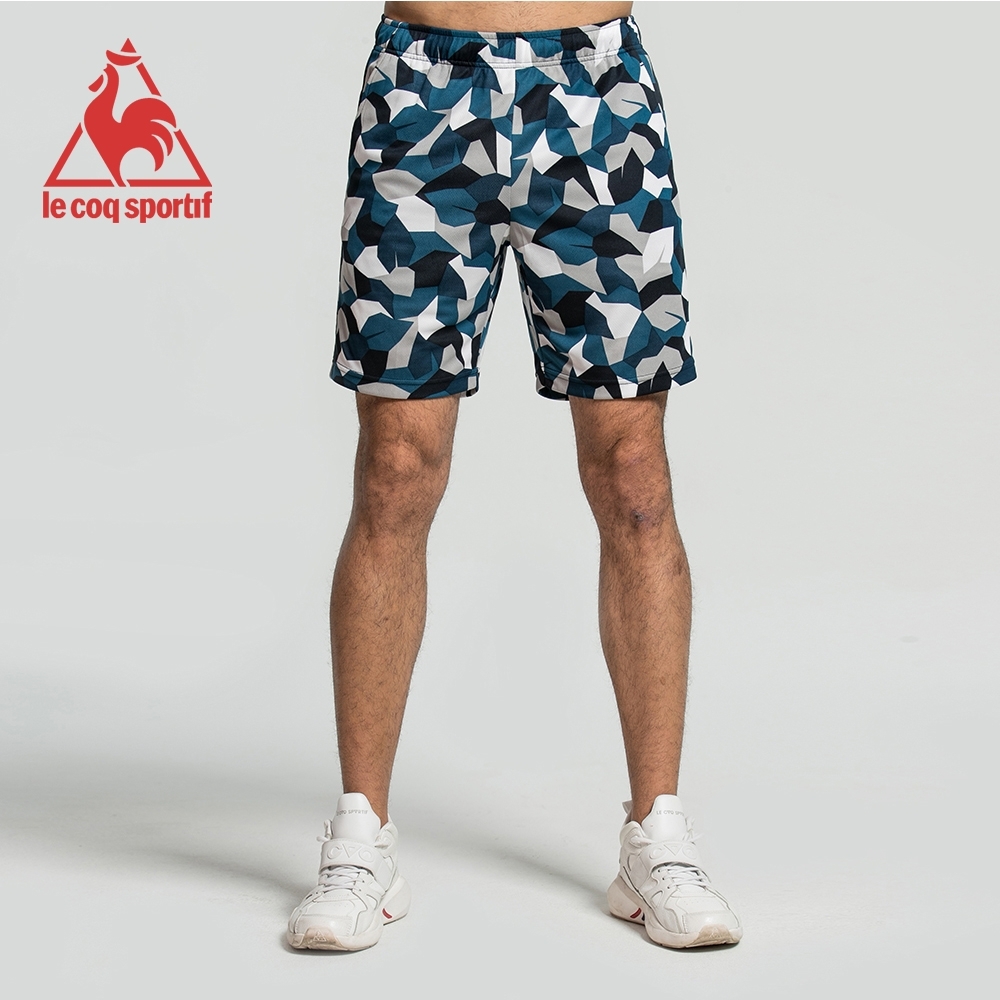 le coq sportif 法國公雞牌馬賽克印花吸汗速乾運動短褲 男-丈青