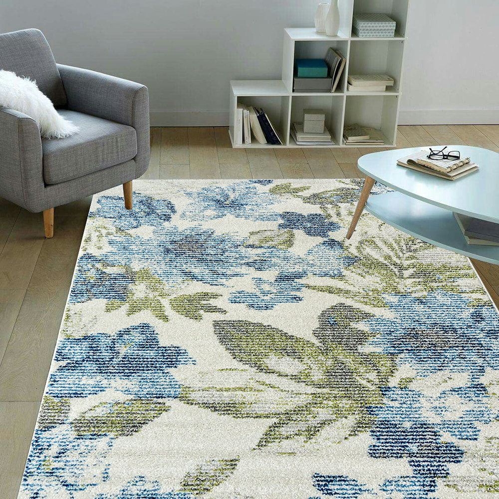 Ambience 比利時Blossom現代地毯-藍卉(200x290cm)