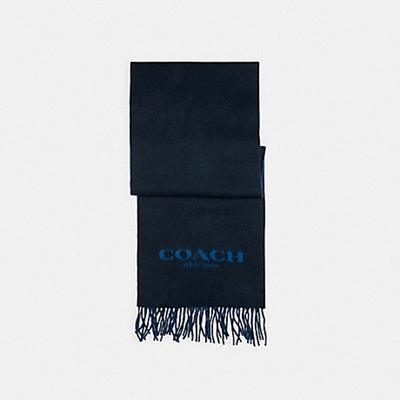 COACH熱賣款素面圍巾(藍)