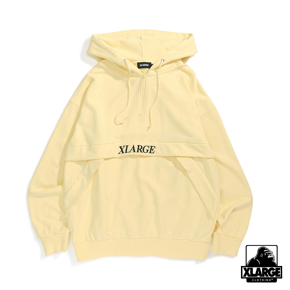 XLARGE EMBROIDERY LOGO HALF ZIP連帽上衣-黃