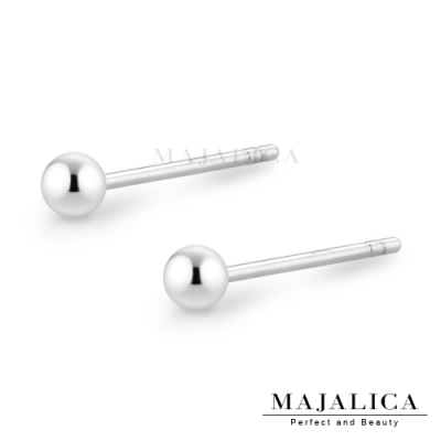 Majalica．925純銀耳環．銀珠耳釘．2.5MM