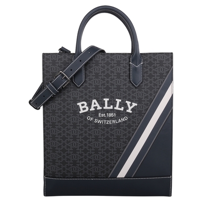 BALLY Celmas 白標字防刮斜紋手提斜背商務包(灰藍)