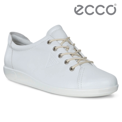 ECCO SOFT 2.0 經典輕盈皮革休閒鞋 網路獨家 女鞋 白色