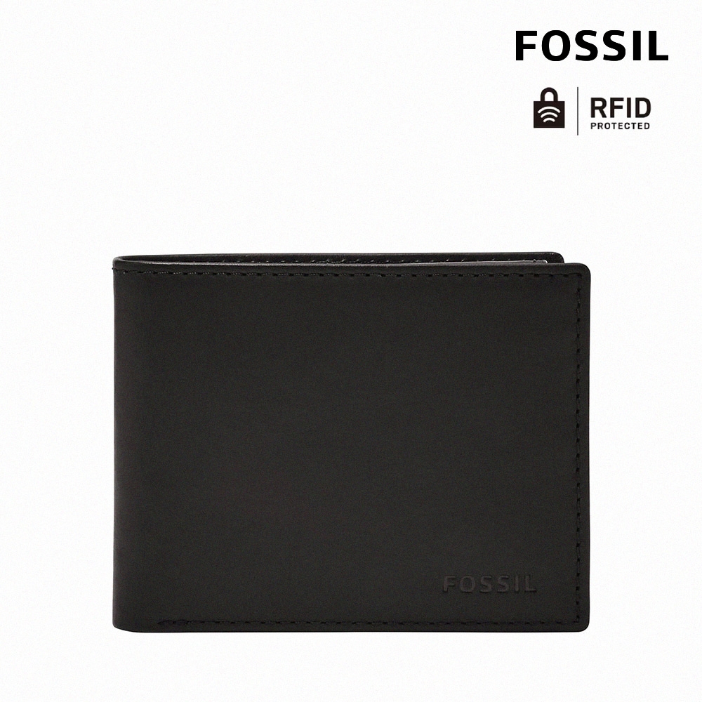 FOSSIL Derrick 真皮RFID防盜皮夾-黑色 ML3771001
