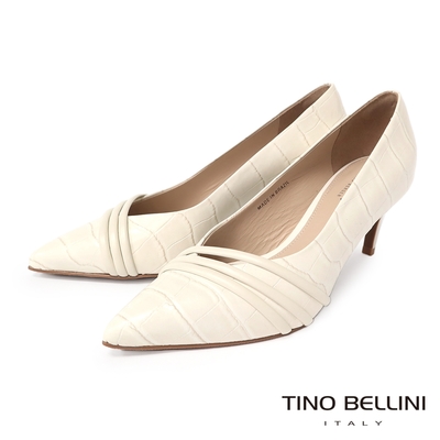 Tino Bellini 巴西進口牛皮鱷魚壓紋造型尖頭跟鞋