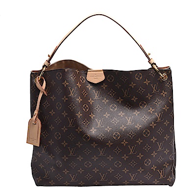 LV M43704經典GRACEFUL MM系列Monogram帆布印花磁釦肩背包(米色)