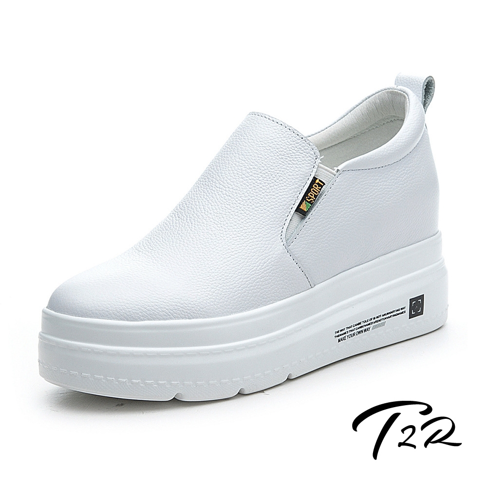 T2R-正韓空運-皮內增高樂福鞋-增高約7.5公分-黑/白 (白色)