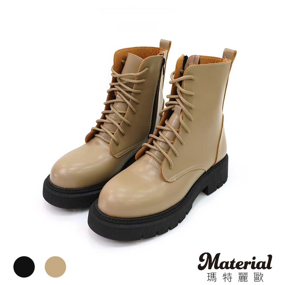 Material瑪特麗歐【全尺碼23-27】女鞋 靴子 MIT綁帶輕量馬丁靴 T53019