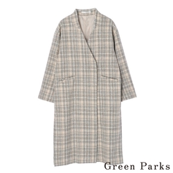 Green Parks  經典毛呢格紋長版大衣