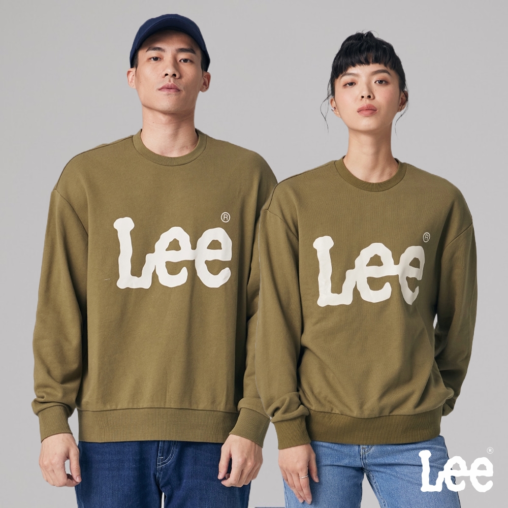 Lee 男女共版 大Logo長袖圓領大學T/厚T 兩色｜FIT EM ALL