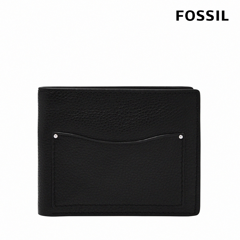 FOSSIL Anderson 波浪造型真皮零錢袋短夾-黑色 ML4579001