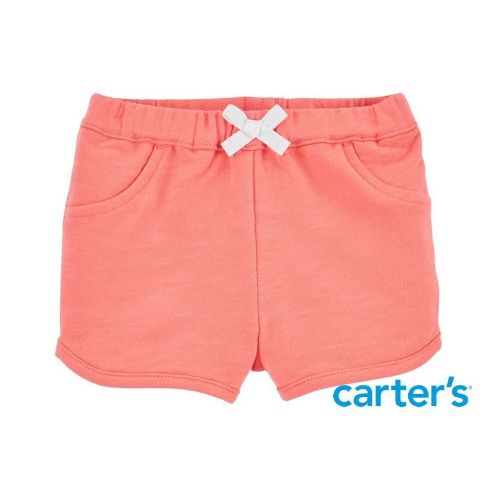 【Carter's】 休閒蝴蝶結抽繩短褲-橘(6M-24M)