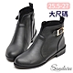山打努SANDARU-大尺碼鞋 短靴 V字側拉鍊皮革低跟靴-黑 product thumbnail 1
