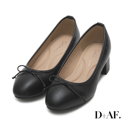 D+AF 4D氣墊中跟芭蕾娃娃鞋＊黑