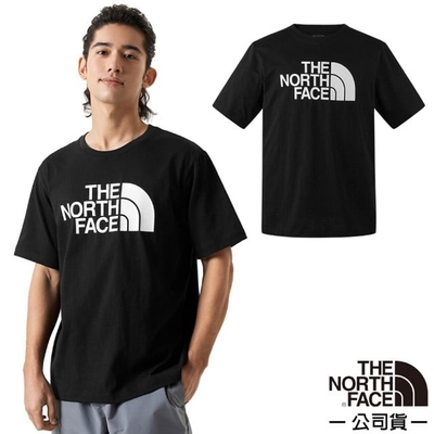 【The North Face】男女 吸濕透氣純棉圓領短袖T恤(亞洲版型).休閒衫.運動上衣_86PS-JK3 黑