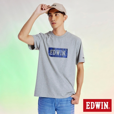 EDWIN 數位煙霧BOX LOGO短袖T恤-男-灰色