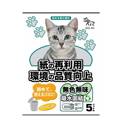 QQ Kit紙の再利用環境の品質向上-無色無味 5L (環保紙貓砂) (#9940) x 8入組