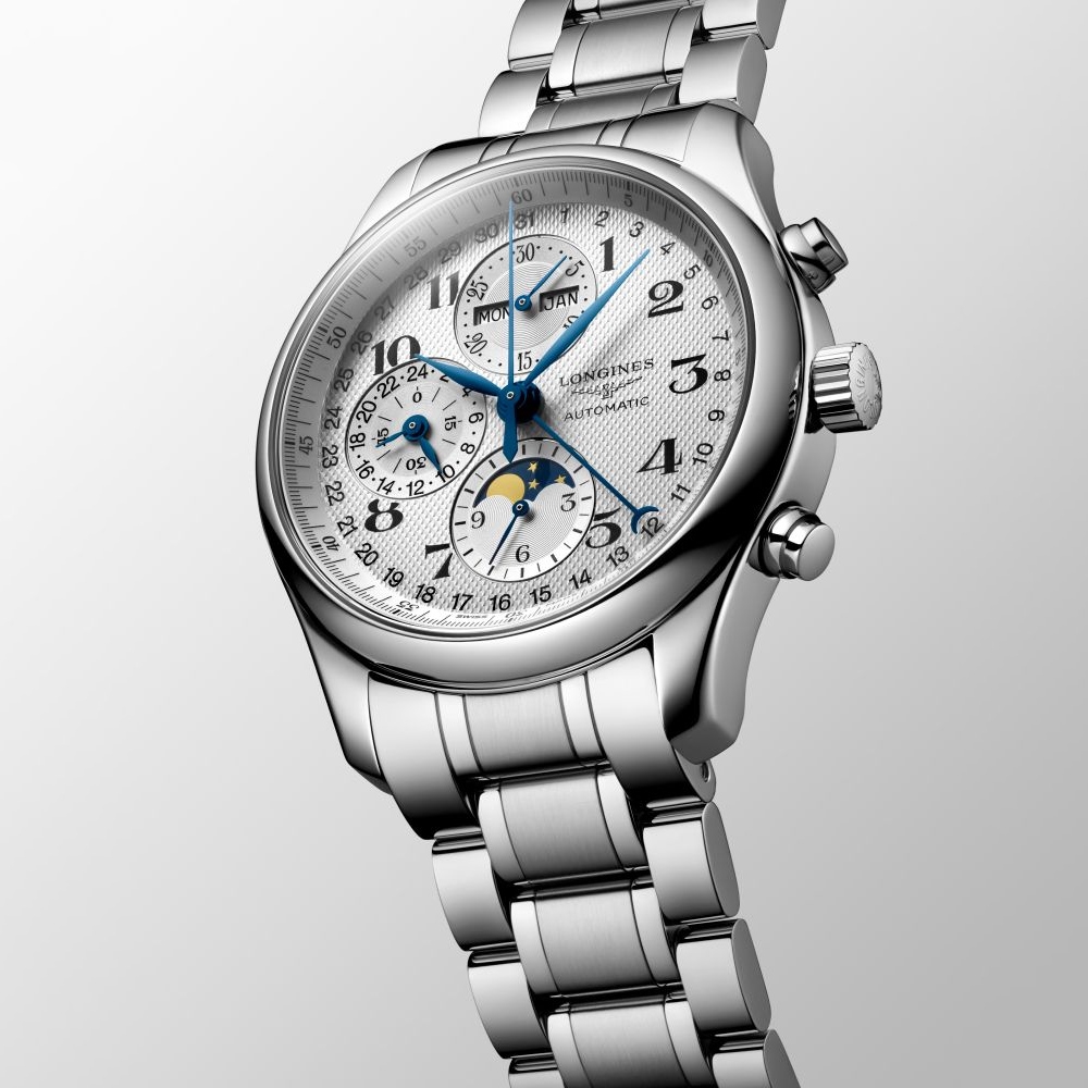 LONGINES 浪琴 官方授權 巨擘系列全日曆月相計時碼錶-銀/42mm L2.773.4.78.6