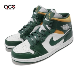 Nike 休閒鞋 Air Jordan 1代 Mid 男鞋 AJ1 喬丹 傳奇 NBA 超音速隊 黃 綠 554724-371