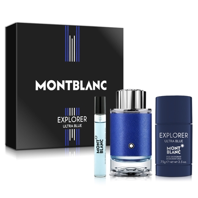 MONTBLANC 萬寶龍 探尋藍海男性淡香精禮盒-淡香精100ml+隨行香氛7.5ml+體香膏75g