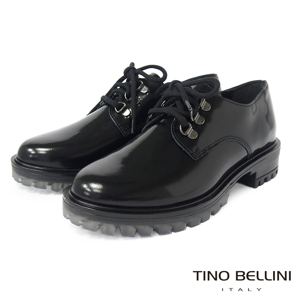 Tino Bellini 義大利進口英倫搖滾綁帶厚底鞋-黑