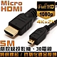 K-Line Micro HDMI to HDMI 1.4版 影音傳輸線 5M product thumbnail 1