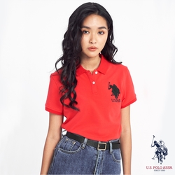 U.S. POLO ASSN. 女大馬短袖POLO衫-紅色