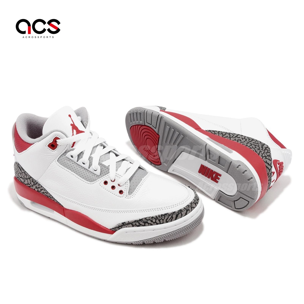 Nike Air Jordan 3 Retro 男鞋白紅爆裂紋Fire Red OG 老屁股三代DN3707